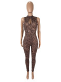 EVE Leopard Mesh Hollow Out Tight Jumpsuit SHD-9752