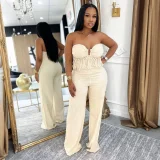 EVE Solid Color Wrap Chest Jumpsuit CYA-901979