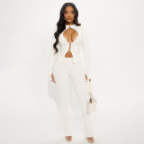EVE Hollow Out Zipper Tops Two Piece Pants Set GSLF-K25S84204