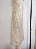 EVE Solid Color Sequin Half Body Skirt GYOM-8886
