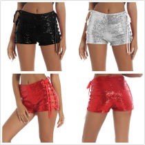 EVE Hollow Out Sequin Tie Up Shorts GYOM-8864