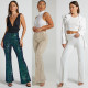 EVE Plus Size Fashion Sequin Flare Pants GYOM-8916