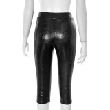 EVE Solid Color Snake Print Skinny Seventh Pant GDSF-J25PT040