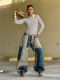 EVE Two-tone Patchwork Contrast Frayed Edge Jeans GYLN-5943