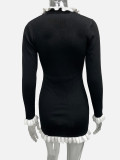 EVE Color Block Long Sleeve Knits Mini Dress GQNF-Y00413DM