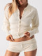 EVE Solid Color Lapel Two Piece Shorts Set GQNF-Y00304SM