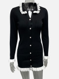EVE Color Block Long Sleeve Knits Mini Dress GQNF-Y00413DM