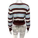 EVE V Neck Contrast Color Knits Coats GQNF-Y00280CM