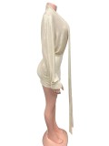 EVE Deep V Neck Solid Color Mini Dress GQNF-Y00342DC