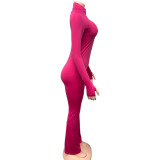 EVE Solid Color Zipper Casual Jumpsuit GQNF-Y00270QC