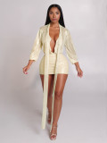 EVE Deep V Neck Solid Color Mini Dress GQNF-Y00342DC