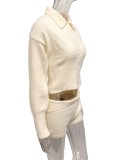 EVE Solid Color Lapel Two Piece Shorts Set GQNF-Y00304SM