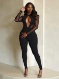 EVE Backless Deep V Neck Solid Color Jumpsuit GQNF-Y00354QC