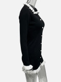EVE Color Block Long Sleeve Knits Mini Dress GQNF-Y00413DM
