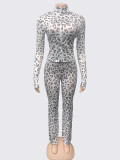 EVE Leopard Print Zipper Tops Pants 2 Piece Set GQNF-Y00350SC
