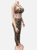EVE Leopard Print Wrap Chest Sling Two Piece Pants Set GQNF-Y00347SC