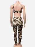 EVE Leopard Print Wrap Chest Sling Two Piece Pants Set GQNF-Y00347SC