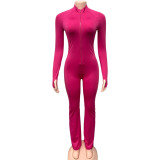 EVE Solid Color Zipper Casual Jumpsuit GQNF-Y00270QC