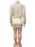 EVE Deep V Neck Solid Color Mini Dress GQNF-Y00342DC