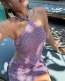 EVE Backless Halterneck Knits Top Two Piece Skirts Set GQNF-F00129SM