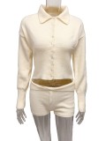 EVE Solid Color Lapel Two Piece Shorts Set GQNF-Y00304SM