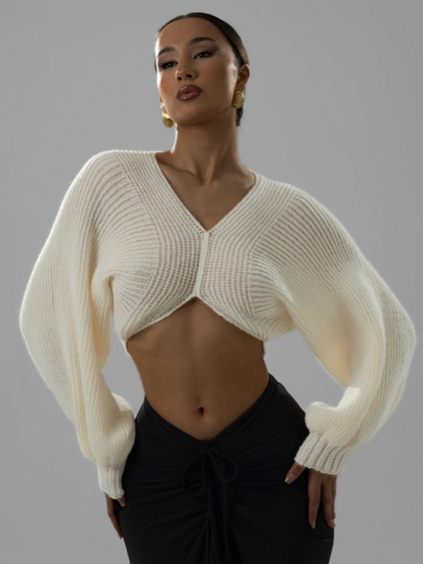 EVE Long Sleeve V Neck Knits Sweater GQNF-Y00255CM
