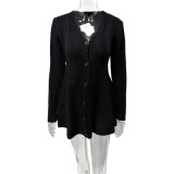 EVE V Neck Long Sleeve Knits Mini Dress GQNF-F00126DM