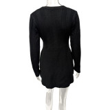 EVE V Neck Long Sleeve Knits Mini Dress GQNF-F00126DM