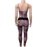 EVE Leopard Print SlingTight Faux Two-piece Jumpsuit GQNF-Y00237QC