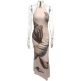 EVE Shell-Printed Sleeveless Maxi Dress GQNF-Y00116DC