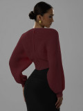 EVE Long Sleeve V Neck Knits Sweater GQNF-Y00255CM