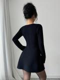 EVE V Neck Long Sleeve Knits Mini Dress GQNF-F00126DM