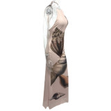 EVE Shell-Printed Sleeveless Maxi Dress GQNF-Y00116DC