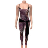 EVE Leopard Print SlingTight Faux Two-piece Jumpsuit GQNF-Y00237QC