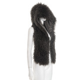 EVE Fur Hooded Backless Tie Up Tops GDSF-D25TP517