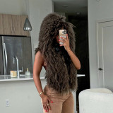 EVE Fur Hooded Backless Tie Up Tops GDSF-D25TP517