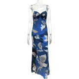 EVE Sexy Print Backless Sling Maxi Dress GQNF-Y00208DC