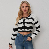EVE Stripe Color Block Knits Cardigan GQNF-Y00212TM