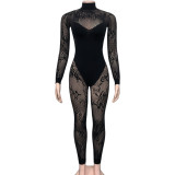 EVE Lace Patchwork Sexy Hollow Out Jumpsuit GQNF-F00231QL