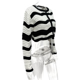 EVE Stripe Color Block Knits Cardigan GQNF-Y00212TM