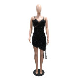 EVE V Neck Backless Sequin Sling Mini Dress CYA-902122