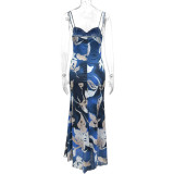 EVE Sexy Print Backless Sling Maxi Dress GQNF-Y00208DC