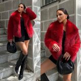 EVE Faux Fur Collar Long Sleeve Short Jacket SH-391330