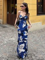 EVE Sexy Print Backless Sling Maxi Dress GQNF-Y00208DC