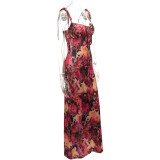 EVE Floral Print Spaghetti Strap Maxi Dress GQNF-Y00203DC