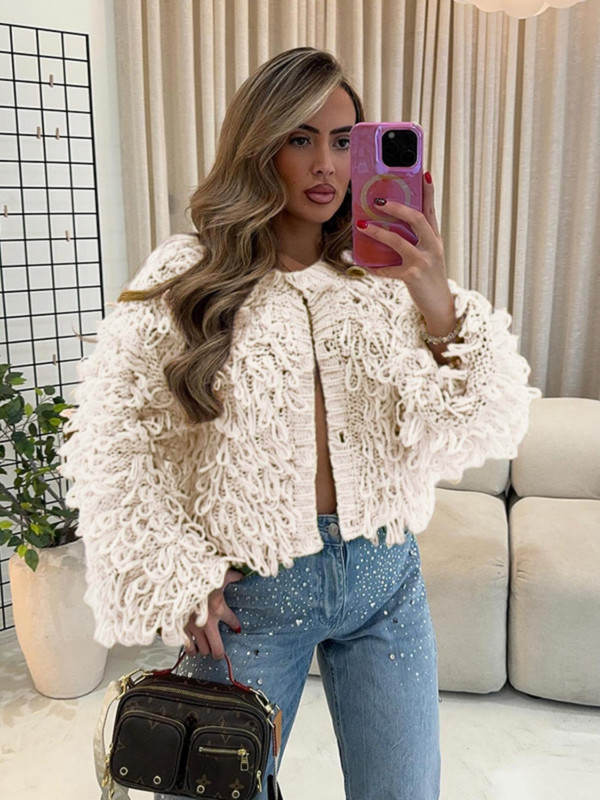 EVE Knits Tassel Long Sleeve Button Coats GQNF-F00121CM