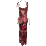 EVE Floral Print Spaghetti Strap Maxi Dress GQNF-Y00203DC