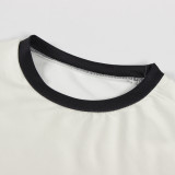 EVE Letter Print Color Block T Shirts YWXS-XS-L45448