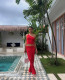 EVE Solid Color Slash Shoulder Tops Long Skirt Suit GQNF-Y00022S