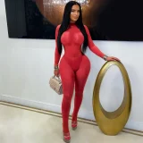 EVE See Through Solid Color Stocking Tight Jumpsuit SFY-822